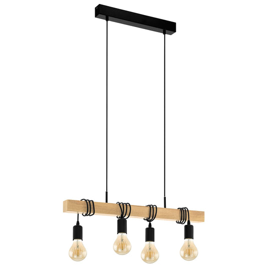 Townshend Timber Bar Pendant Light, 4 Light