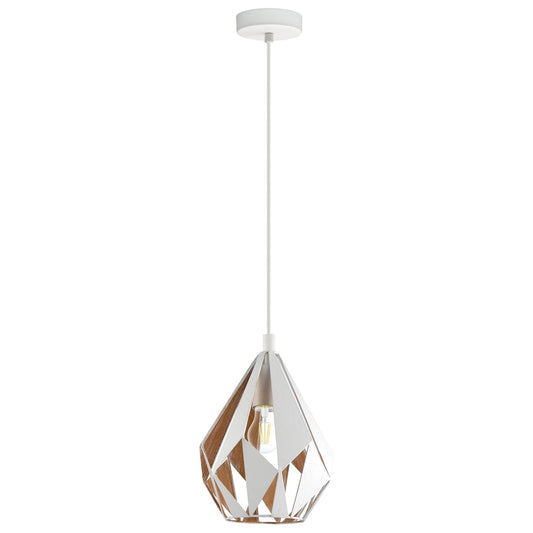 Carlton Metal Pendant Light, Small, White / Honey Gold