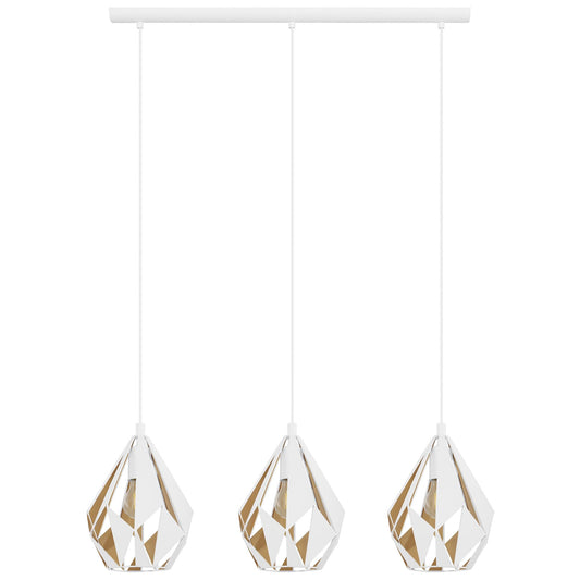 Carlton Metal Bar Pendant Light, White / Honey Gold