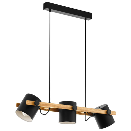 Hornwood Steel & Timber Bar Pendant Light, 3 Light