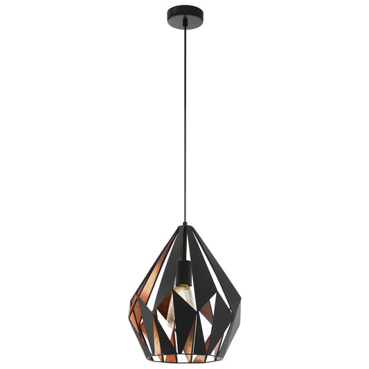 Carlton Metal Pendant Light, Medium, Black / Copper