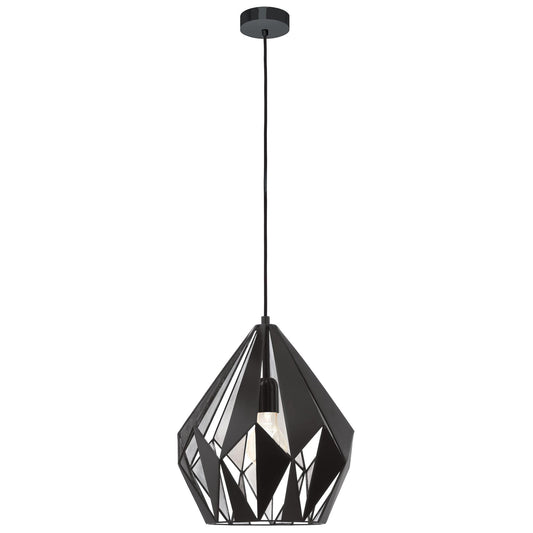 Carlton Metal Pendant Light, Medium, Black / Silver