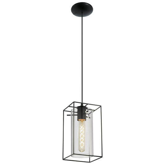 Loncino Metal Wire & Glass Pendant Light, Black