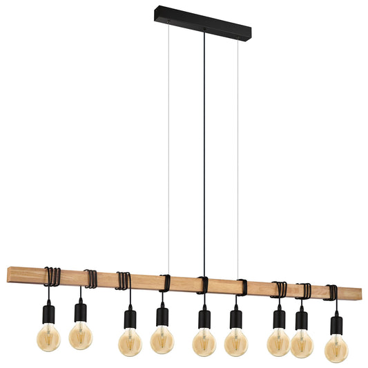 Townshend Timber Bar Pendant Light, 9 Light