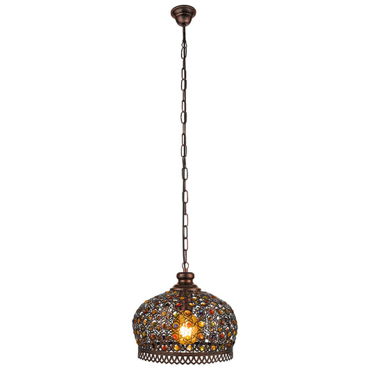 Jadida Glass Gemstone & Metal Pendant Light, Large