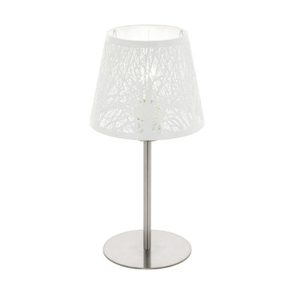 Hambleton Steel Table Lamp, Satin Nickel / White