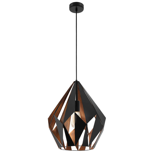Carlton Metal Pendant Light, Large, Black / Copper