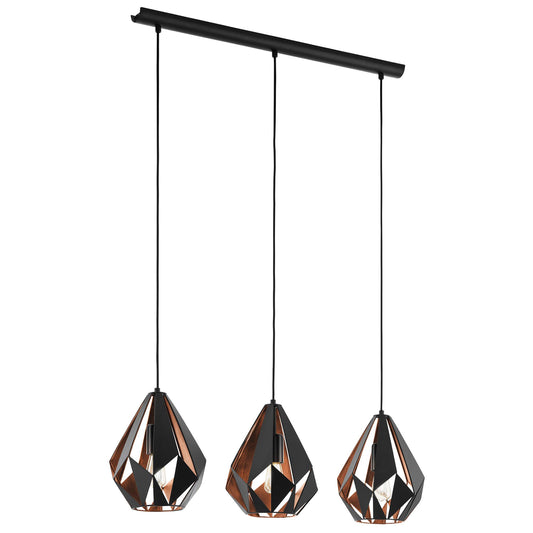 Carlton Metal Bar Pendant Light, Black / Copper