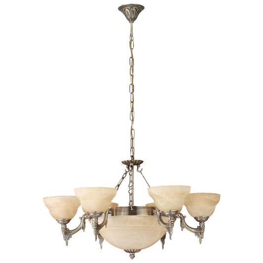 Marbella Alabaster Glass & Metal Chandelier, 9 Light