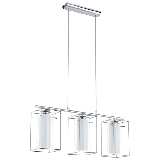 Loncino Metal Wire & Glass Bar Pendant Light, Chrome
