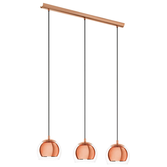 Rocamar Glass & Steel Bar Pendant Light, Coppe