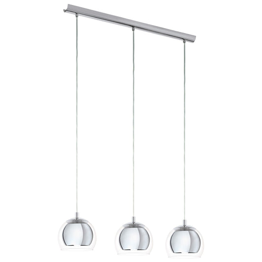Rocamar Glass & Steel Bar Pendant Light, Chrome