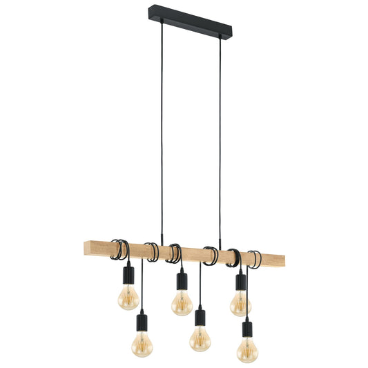 Townshend Timber Bar Pendant Light, 6 Light