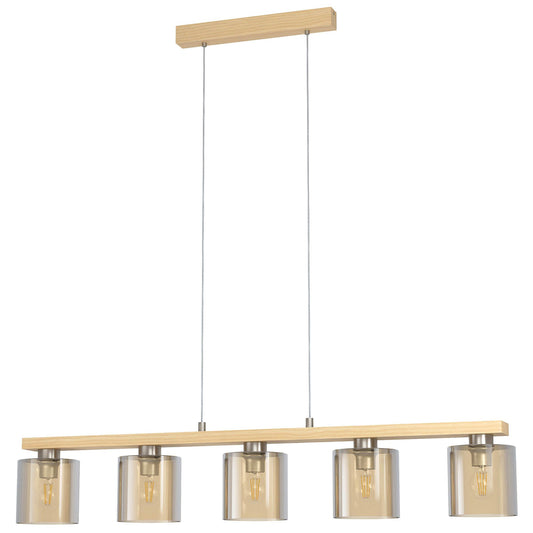 Castralvo Glass & Wood Bar Pendant Light