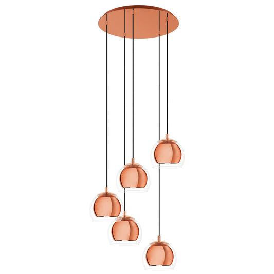 Rocamar Glass & Steel Cluster Pendant Light, Copper