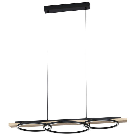 Boyal Modern LED Bar Pendant Light, Black / Natural