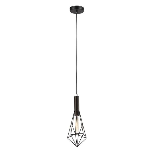 Blackband Iron Caged Pendant Light, Large Diamond, Black