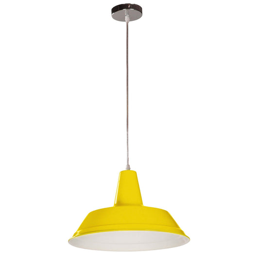 Divo Industrial Steel Pendant Light, Yellow