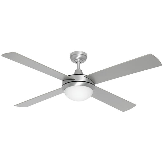 Caprice Timber Ceiling Fan with Light, 130cm/52", Brushed Steel