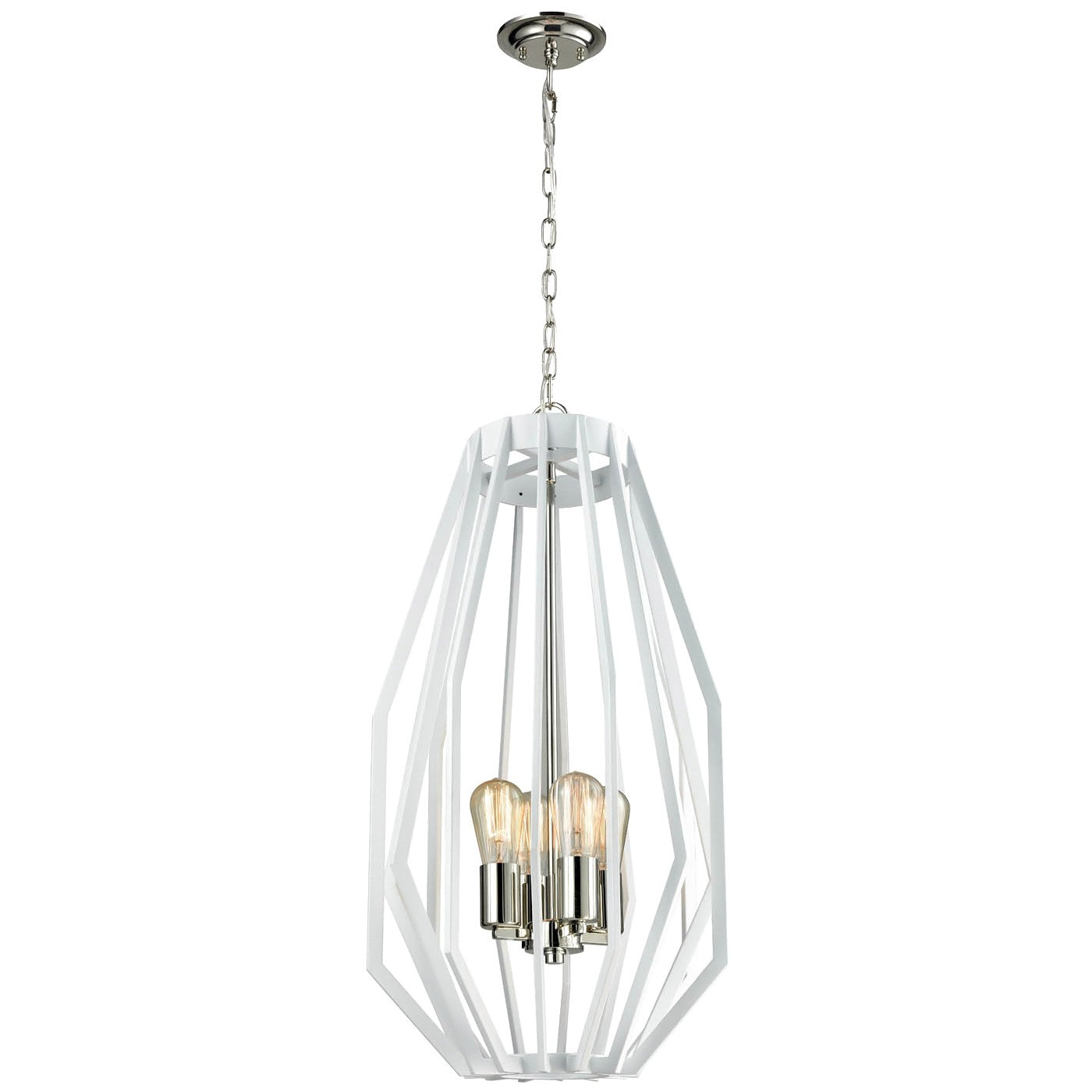 Gamba Metal Frame Pendant Light, Slim, White