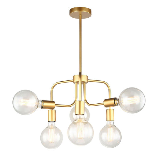 Hexa Iron Pendant Light, 6 Light, Matt Gold