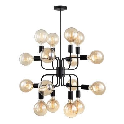 Hexa Iron Pendant Light, 16 Light, Matt Black