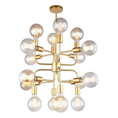 Hexa Iron Pendant Light, 16 Light, Matt Gold