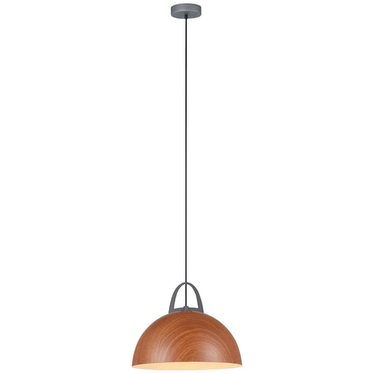 Legna Iron Pendant Light, Dome, Salem Oak