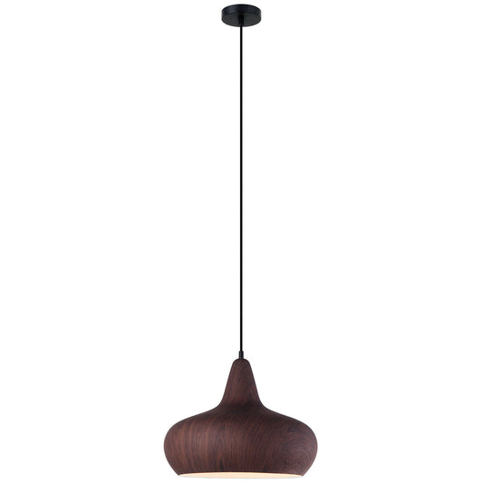 Ligna Metal Pendant Light, Dome, Dark Walnut