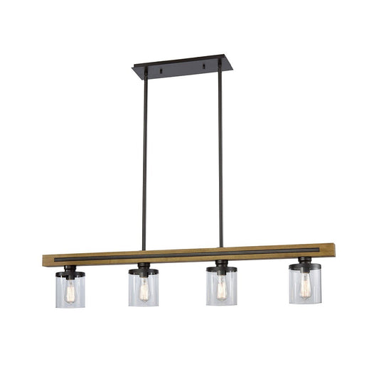 Meti Wood & Glass Pendant Light, 4 Light