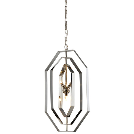 Orbita Metal Hexagonal Pendant Light, Small, Silver