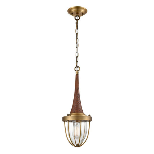 Pendolo Iron & Wood Pendant Light, Satin Brass