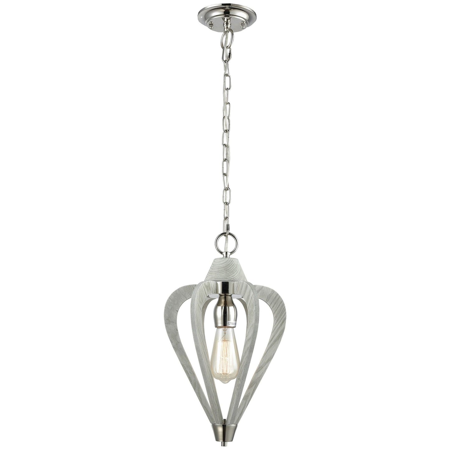 Senorita Wooden Frame Pendant Light, Small, Pale Grey