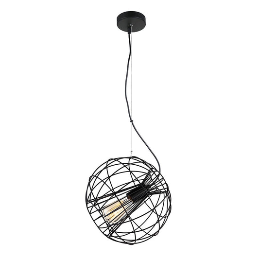 Sentinel Iron Cage Pendant Light, Matt Black