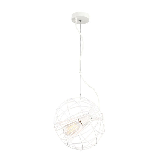 Sentinel Iron Cage Pendant Light, Matt White