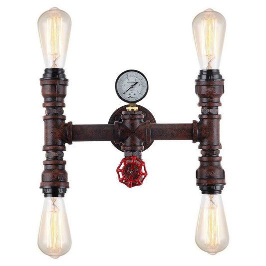 Steam Aged Iron Pipe 4 Light Wall Sconce