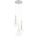 Whiteband Iron Caged 3 Light Cluster Pendant Light, Diamond, White