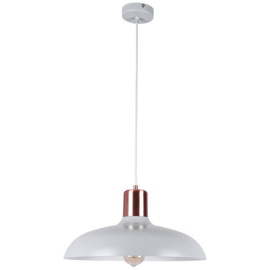 Pastel Iron Pendant Light, Flat Dome, Matt Grey